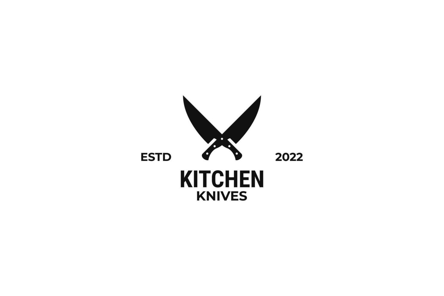 cuchillos de cocina cruzados y diseño de ilustración de vector de logotipo de cuchillo de chef