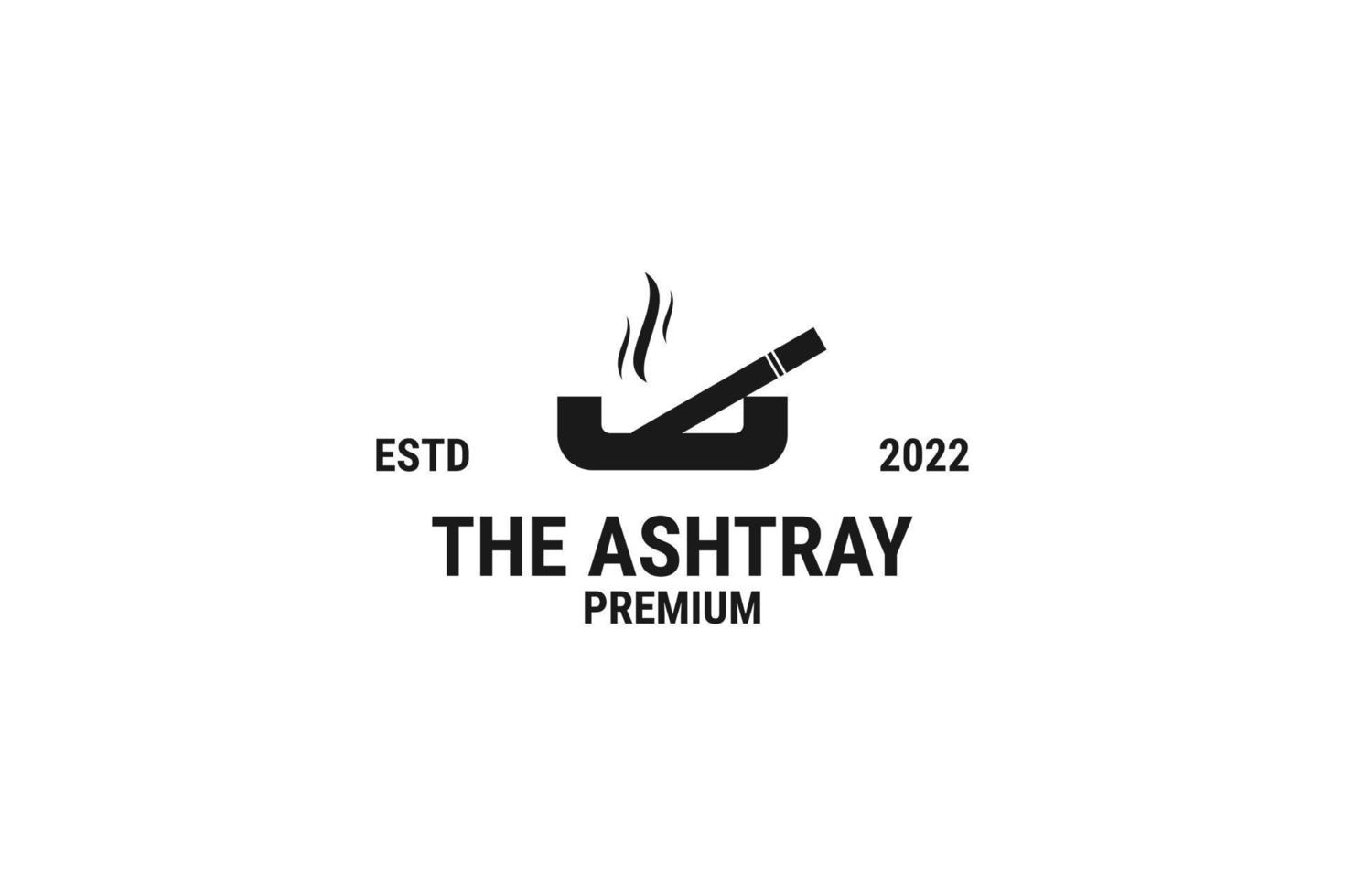 Flat cigarette ashtray logo design vector template illustration