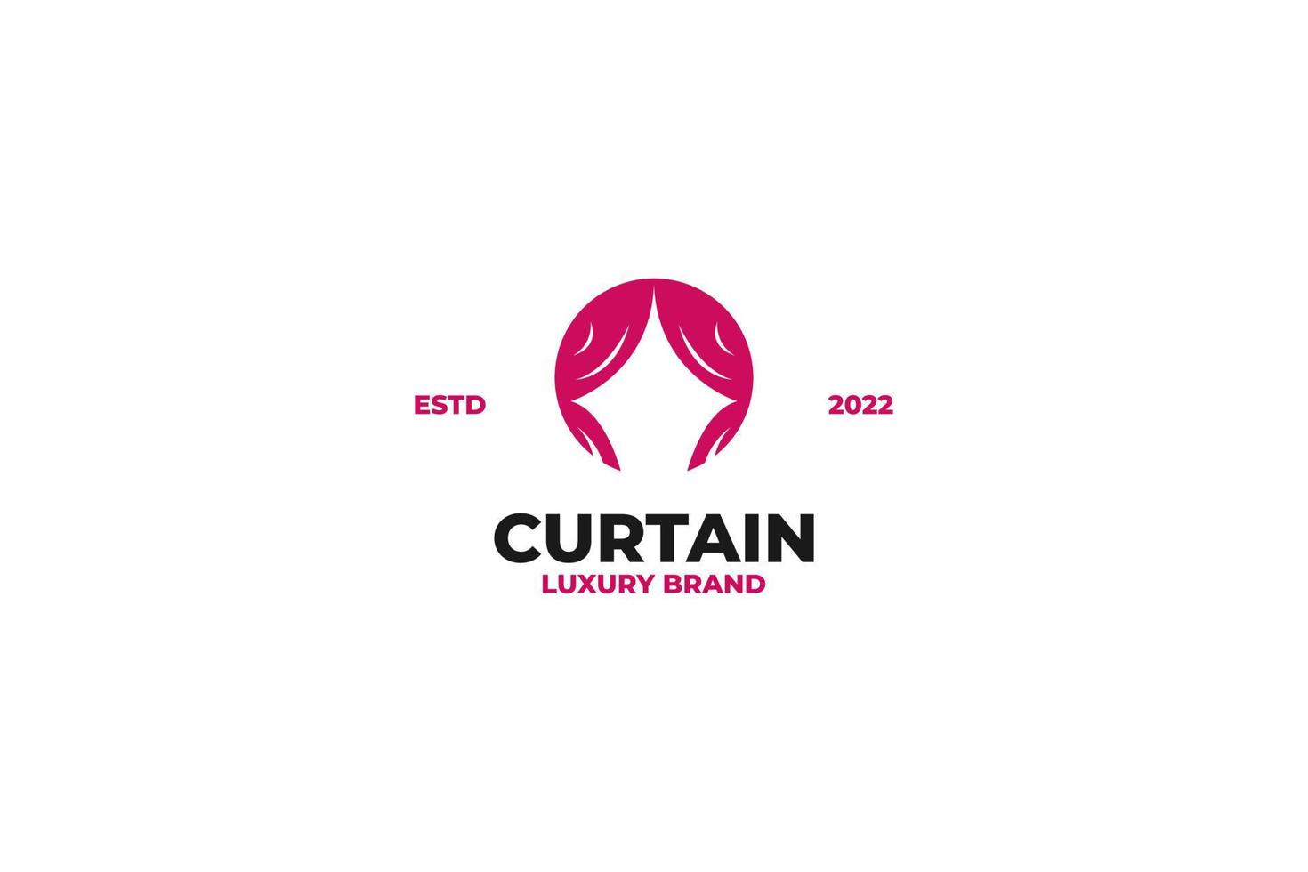 Flat creative curtain logo design vector template illustration