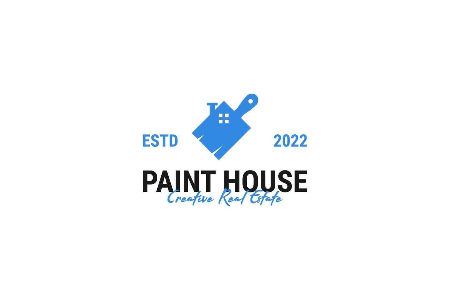 Ilustración de vector de diseño de logotipo de casa de pincel plano