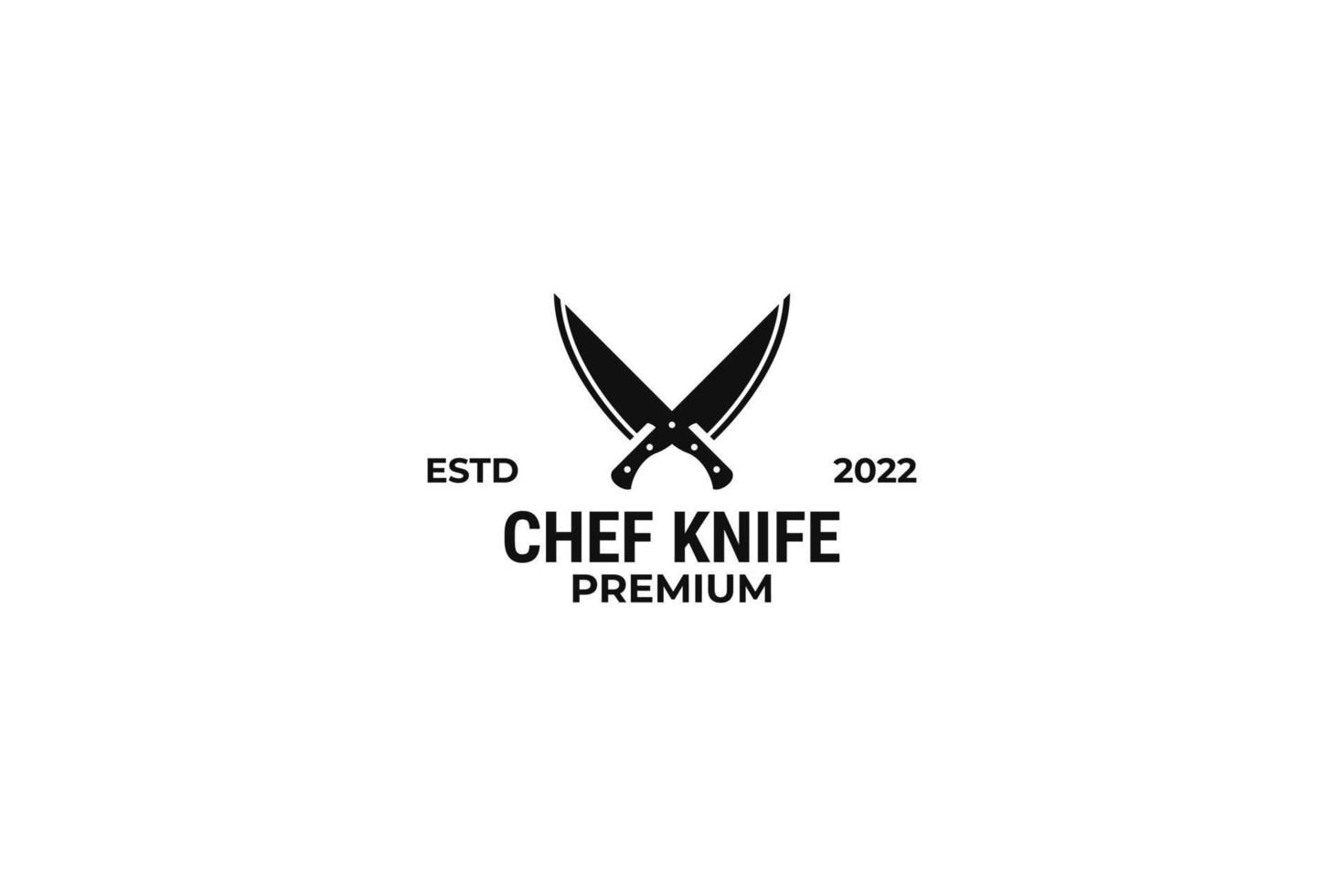 cuchillos de cocina cruzados y diseño de ilustración de vector de logotipo de cuchillo de chef