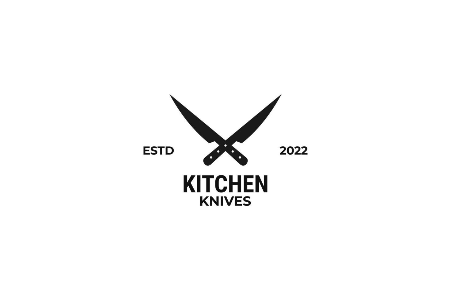 cuchillos de cocina cruzados y diseño de ilustración de vector de logotipo de cuchillo de chef