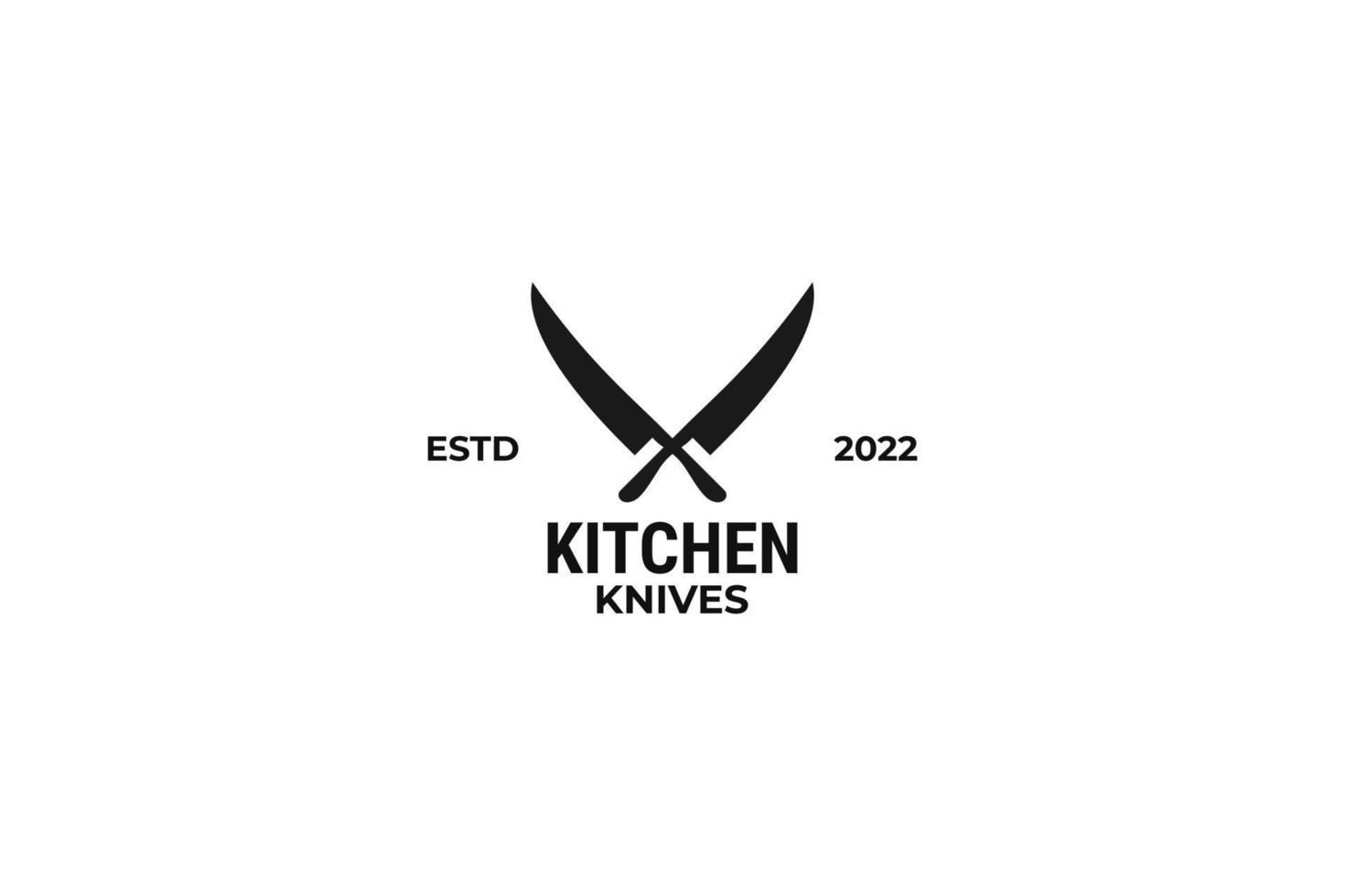 cuchillos de cocina cruzados y diseño de ilustración de vector de logotipo de cuchillo de chef