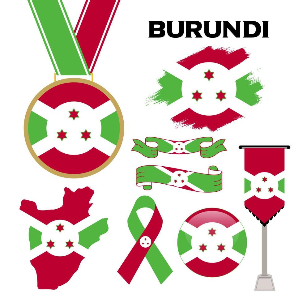 Elements Collection With The Flag of Burundi Design Template vector