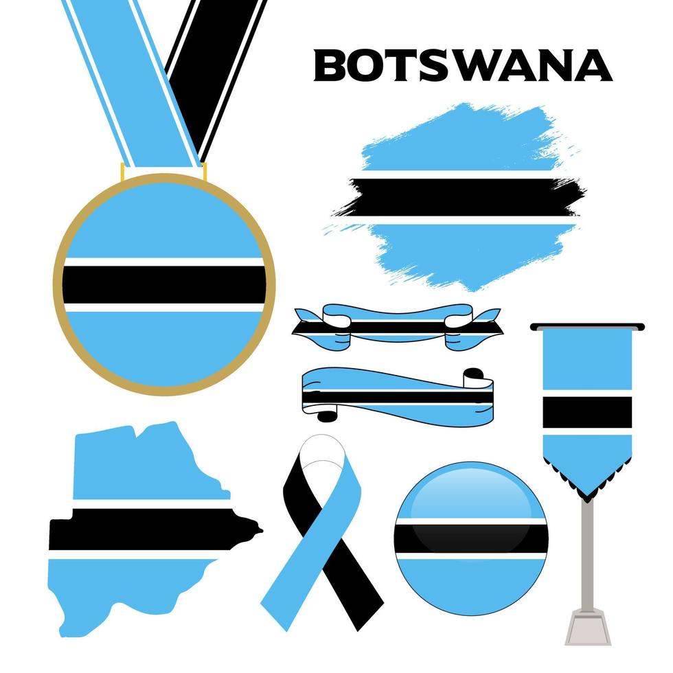 colección de elementos con la plantilla de diseño de la bandera de botswana vector