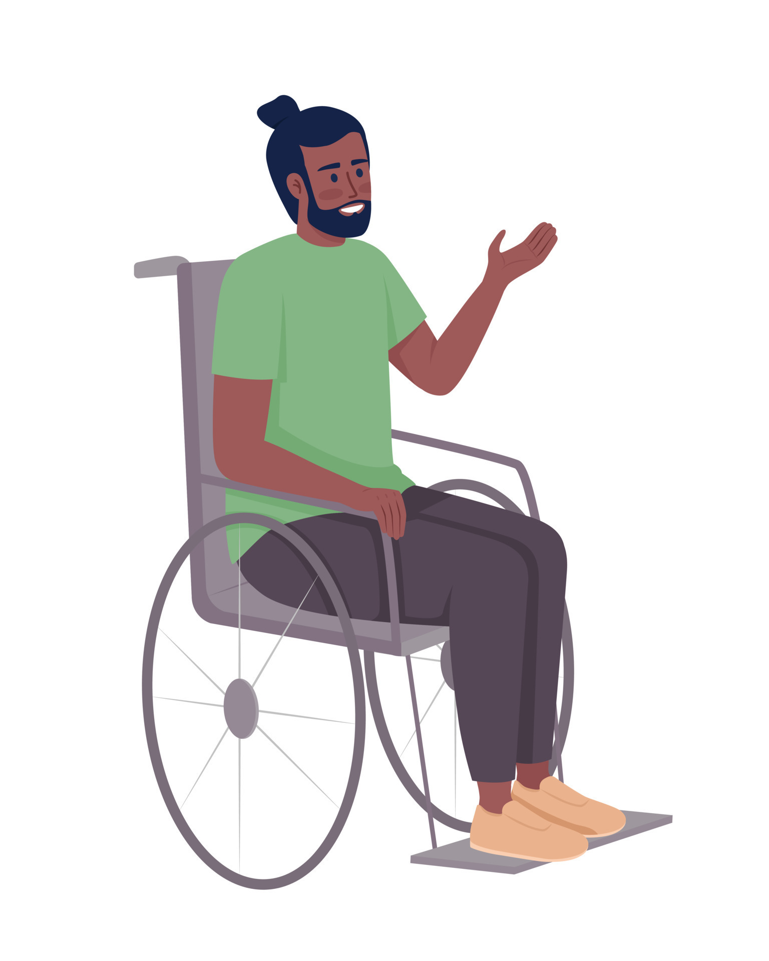 Smiling man in wheelchair semi flat color vector character. Editable