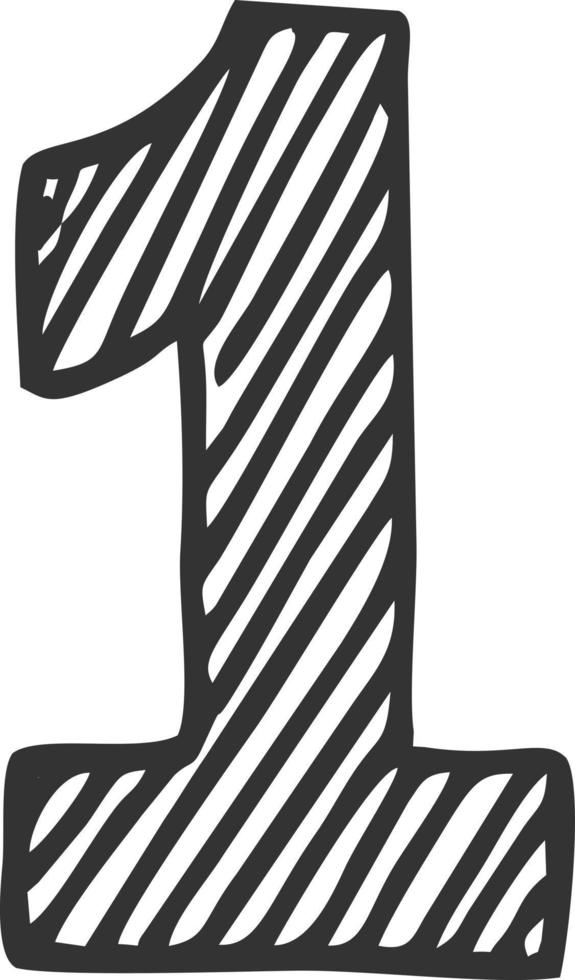 vector de boceto de una letra numeral. número de vector dibujado a mano