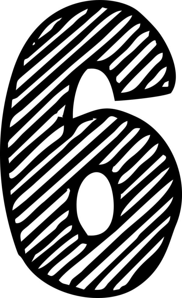 dibujo vectorial de seis letras numerales. número de vector dibujado a mano