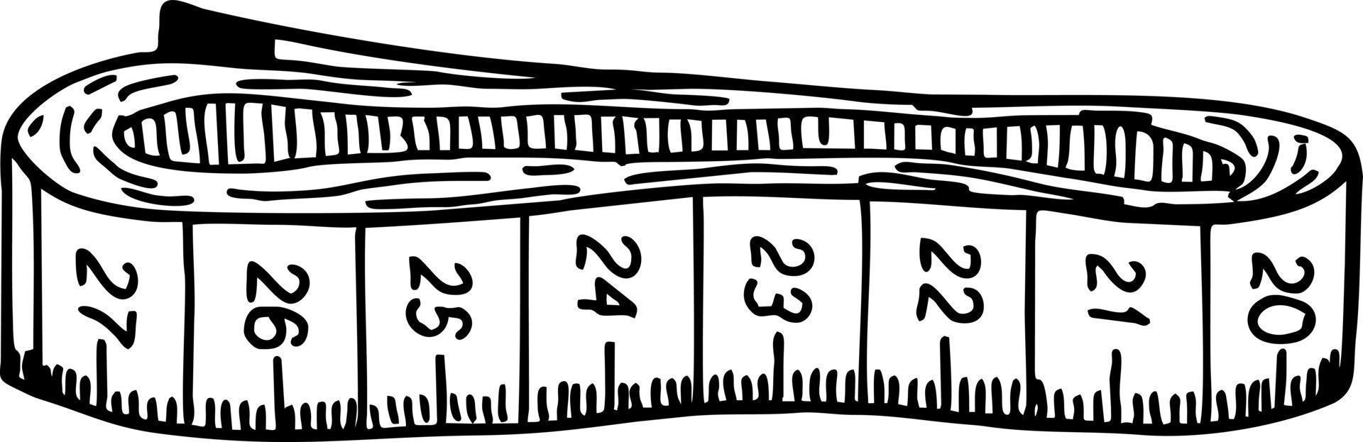 Rolled up tape measure sketch. Measuring tape. Sewing craft attribute
