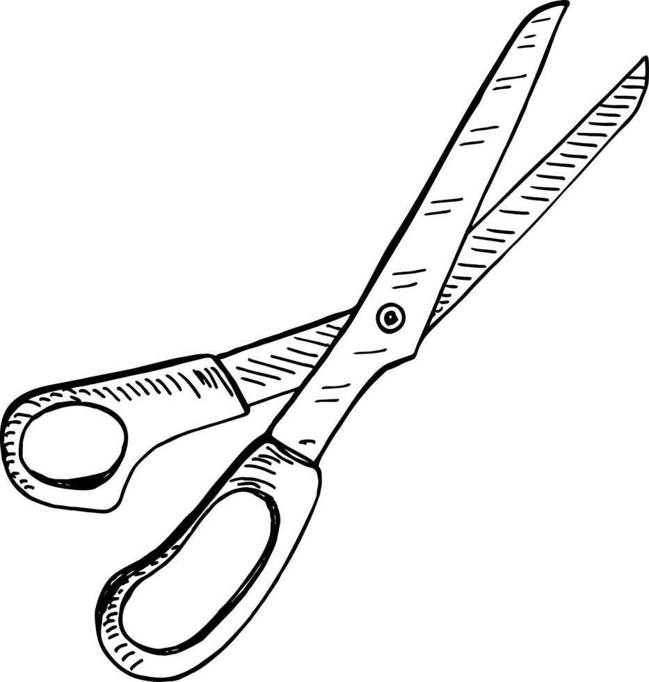 Cutting scissor. Doodle style. Vector illustration. Design element for barbershop or atelier isolated hand drawn