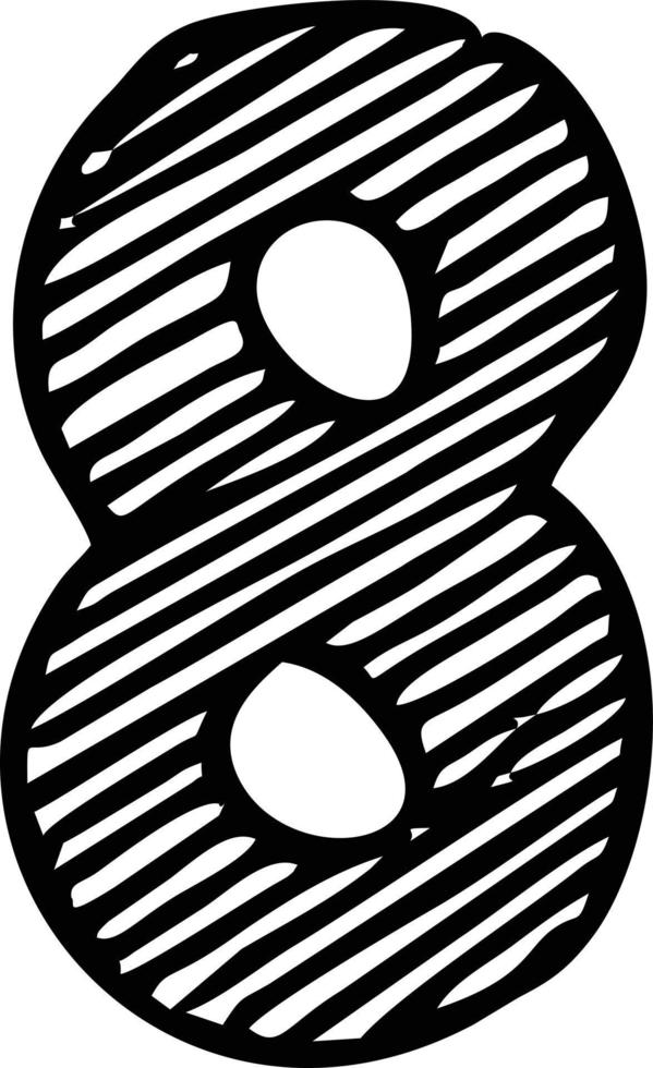 Numeral eight letter vector sketch. Hand drawn vector number