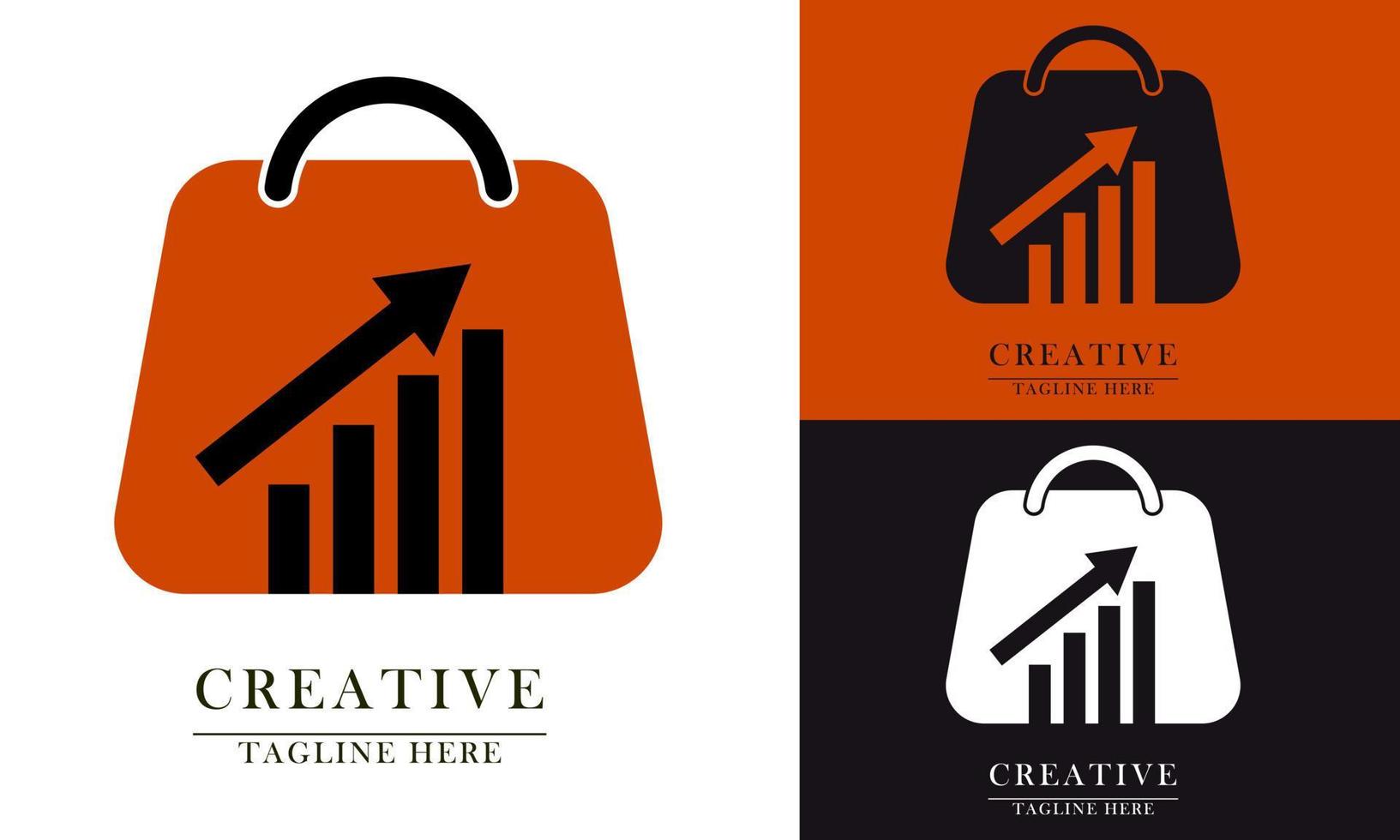 diagram and shopping bag icon logo vector