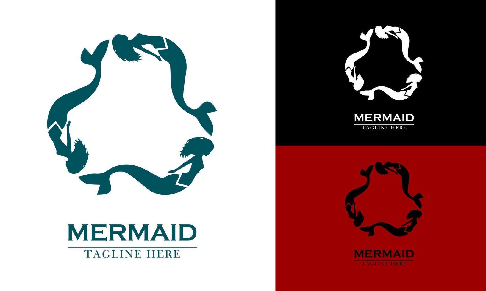 three mermaids forming a circle icon logo vector