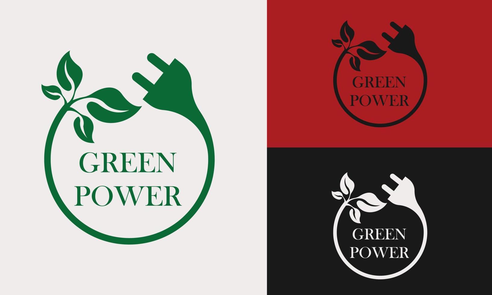 electric power and green leaf logo icon icon vector