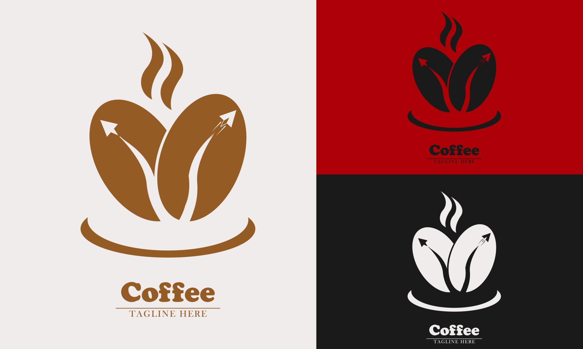 two coffee beans and a plane above the cup element icon logo 14398678