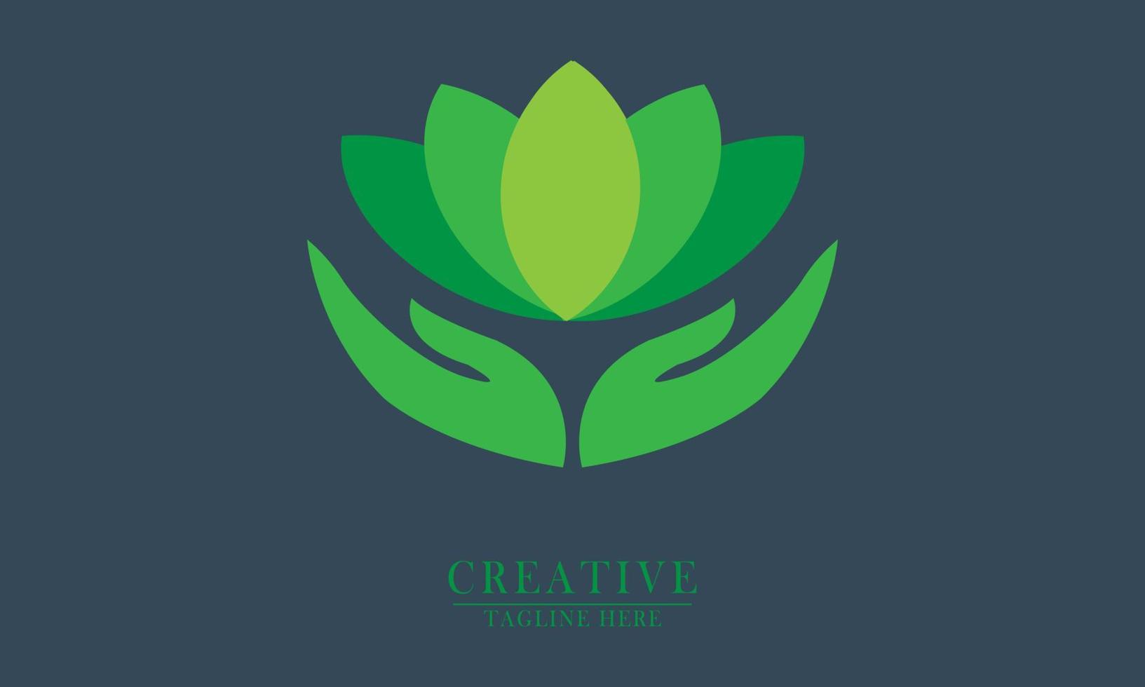 lotus flower and two hands looking up element icon logo vector