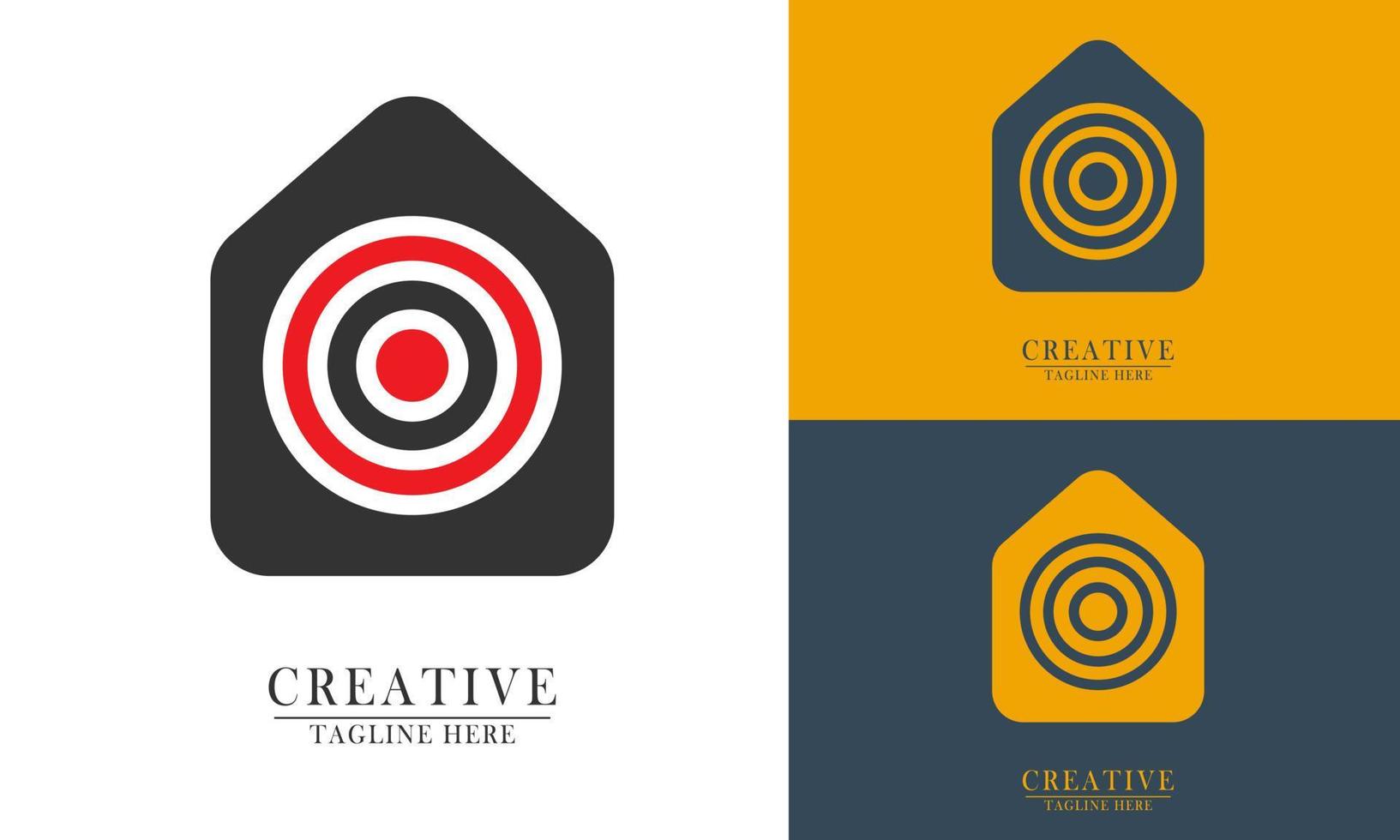 house and circle board target element icon logo vector