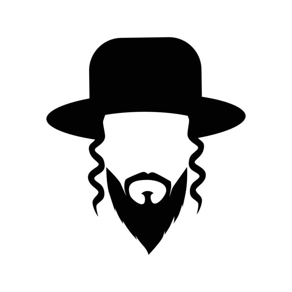 gráfico simple de un hombre con barba larga con sombrero vector