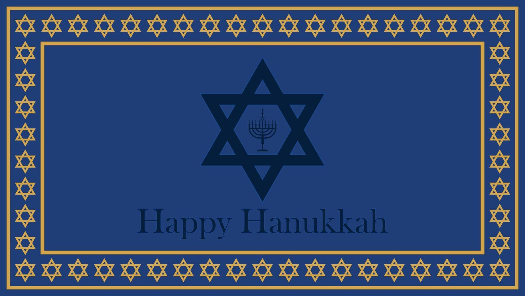 Happy Hanukkah background with menorah and David stars. Vector illustration
