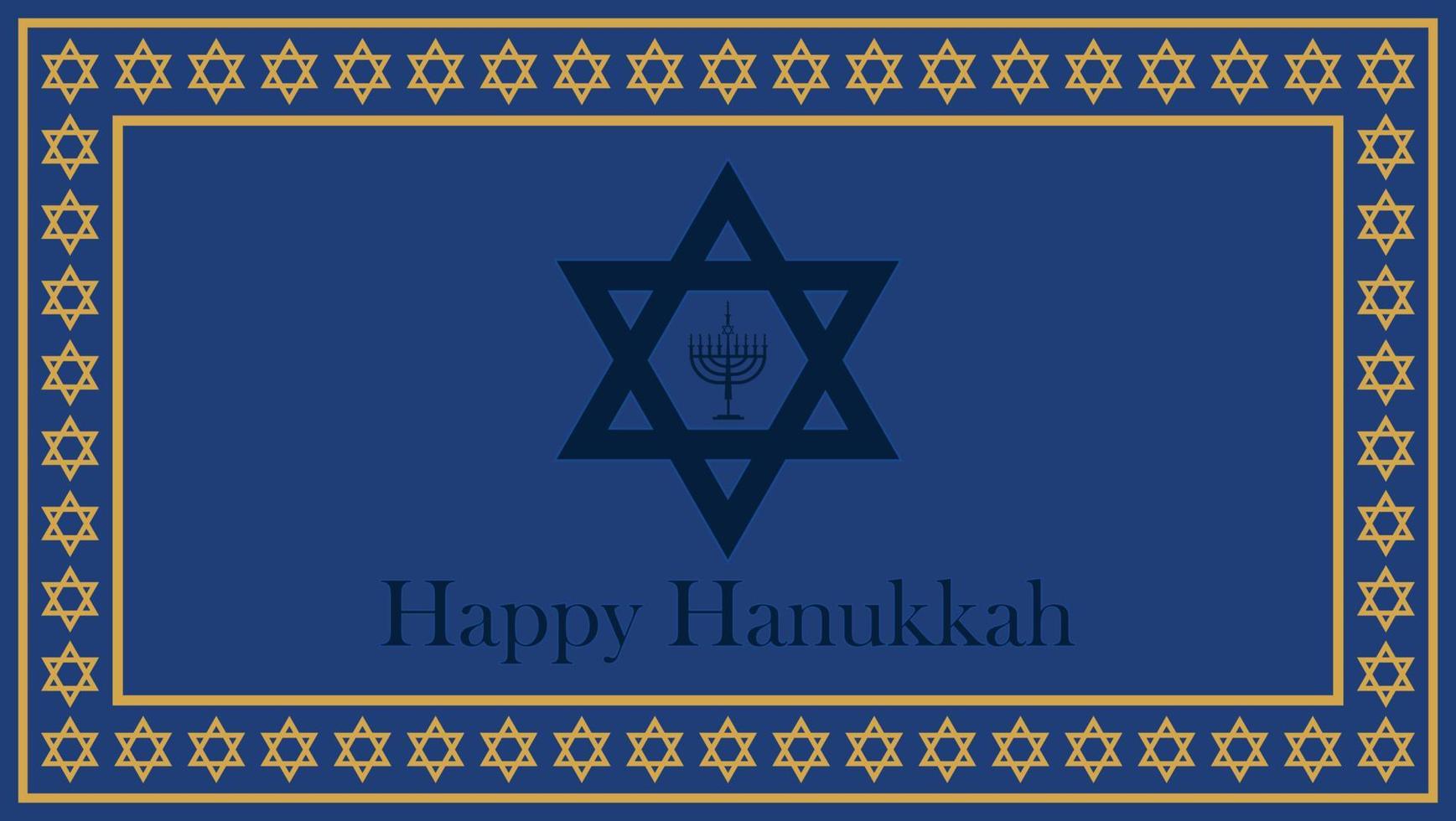 Happy Hanukkah background with menorah and David stars. Vector illustration