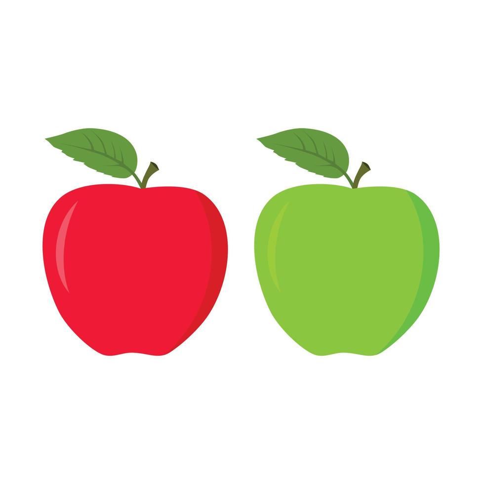 vector de manzana roja y manzana verde con hojas