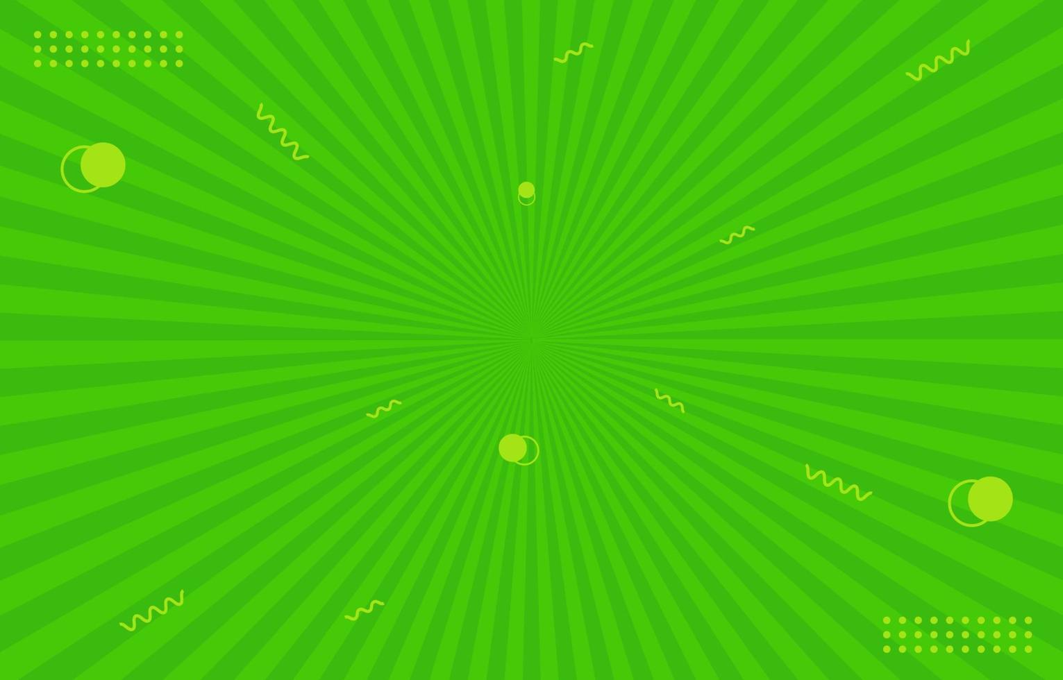 Abstract green sunburst background with geometric dynamic shapes vector