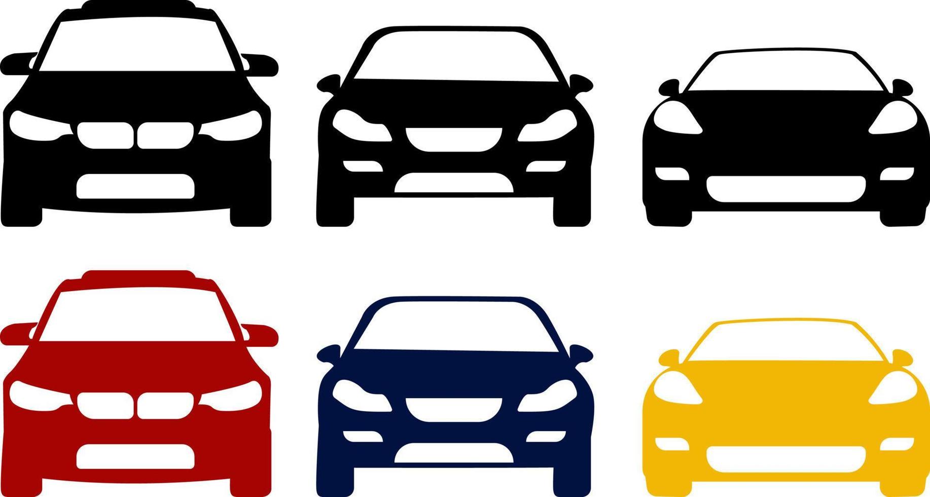 Flat vector car collection with front view