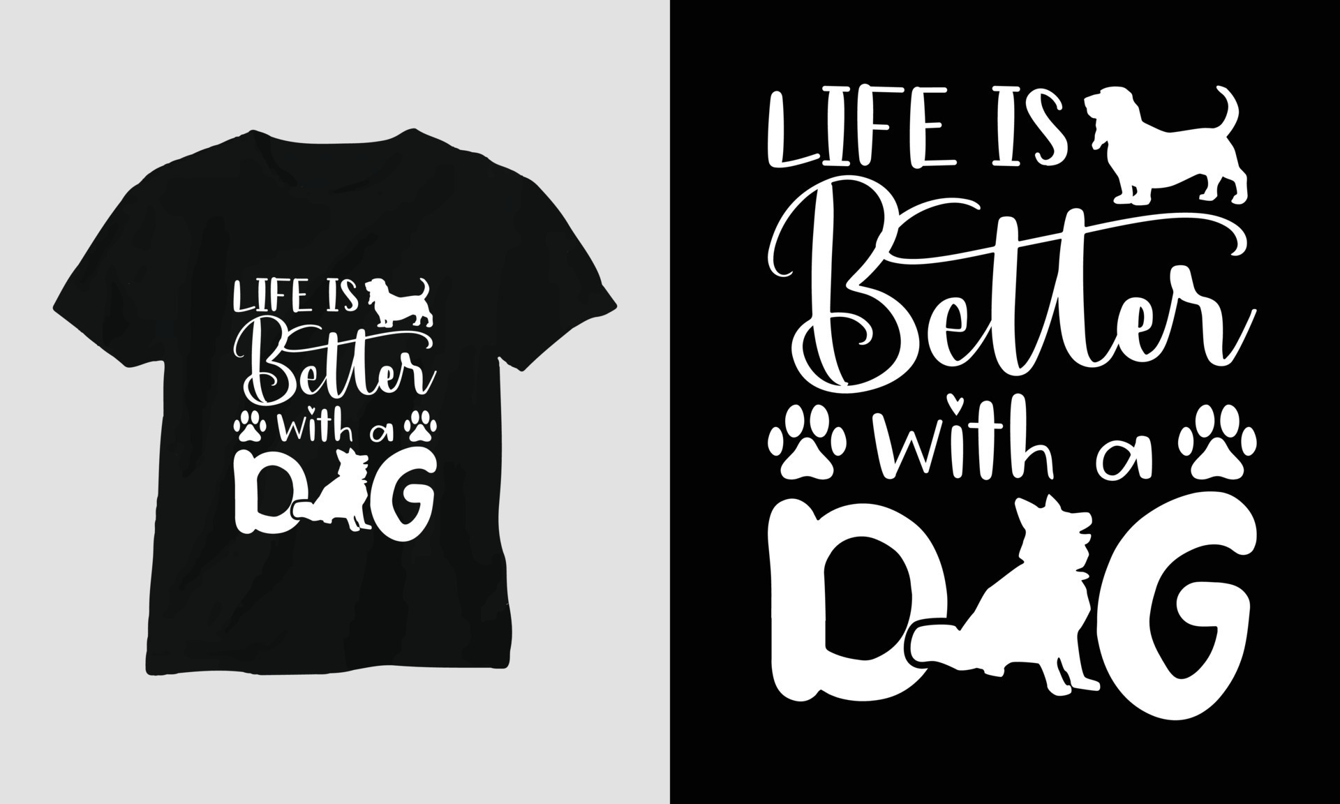 Life is better with a dog Dog quotes Tshirt and apparel design