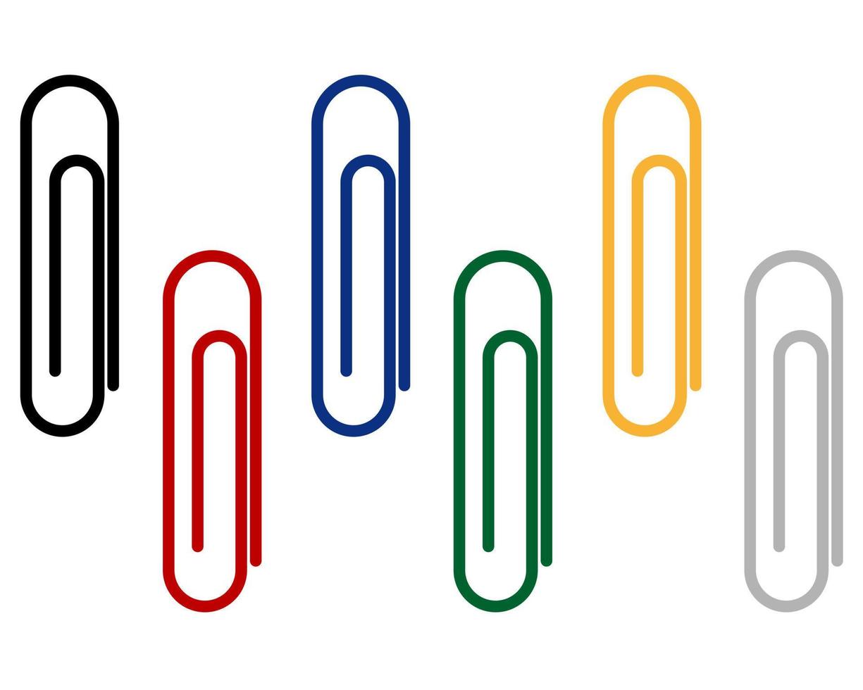 Isolated paper clips to attach different documents vector