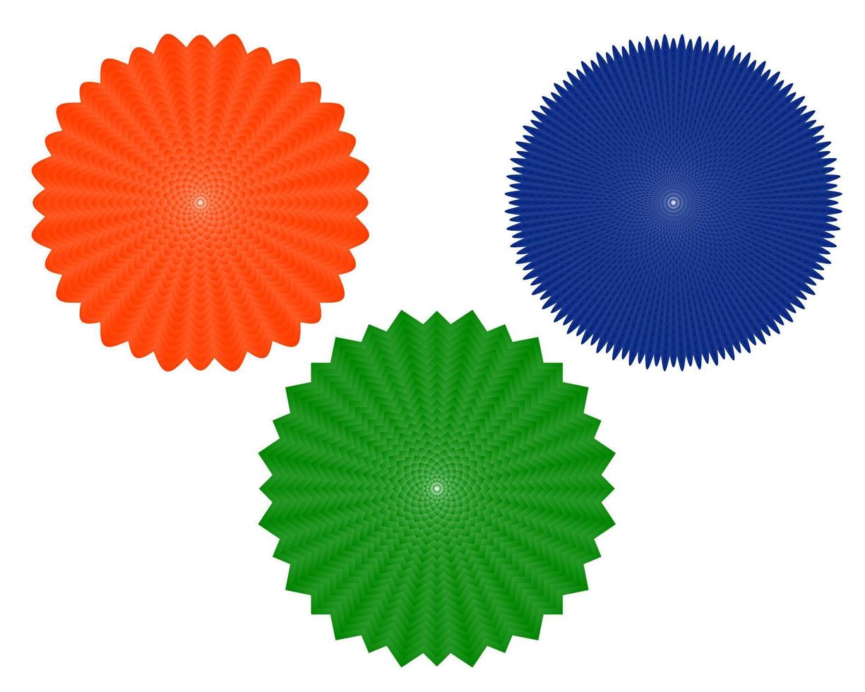 three geometric figures of of different colors vector