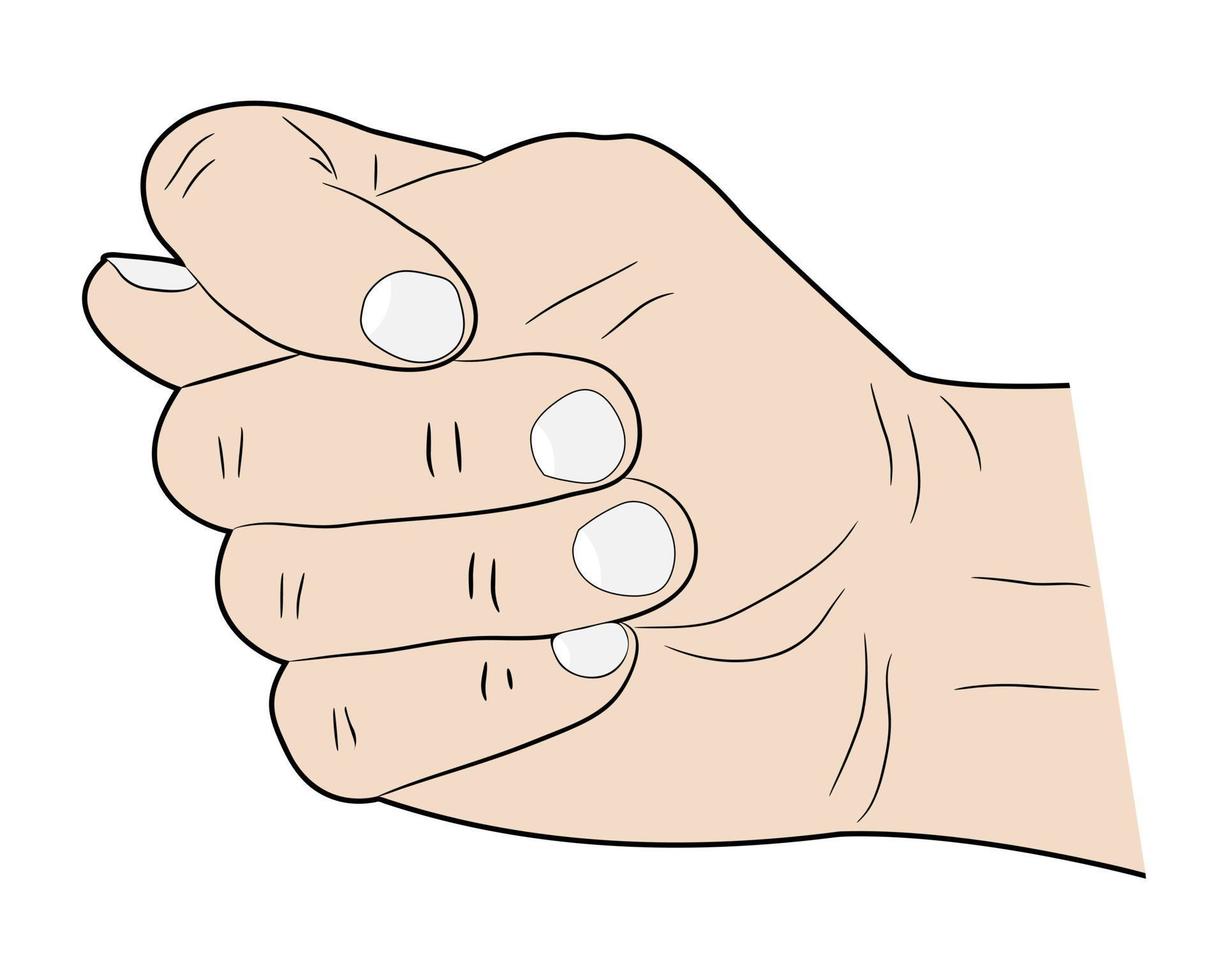 thumb the other fingers are bent on a white background vector