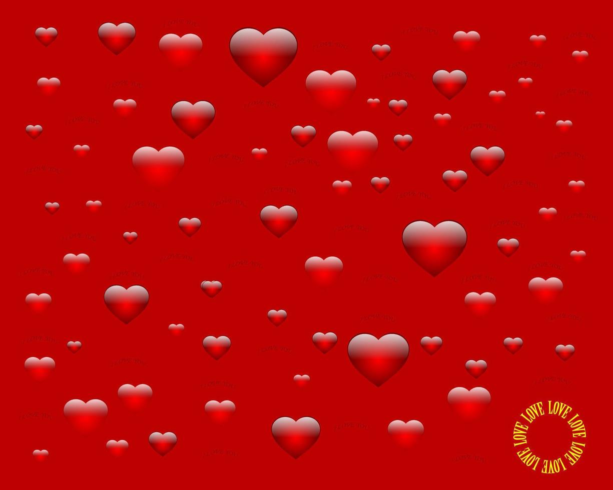 corazones rojos sobre un fondo rojo en el día de san valentín vector