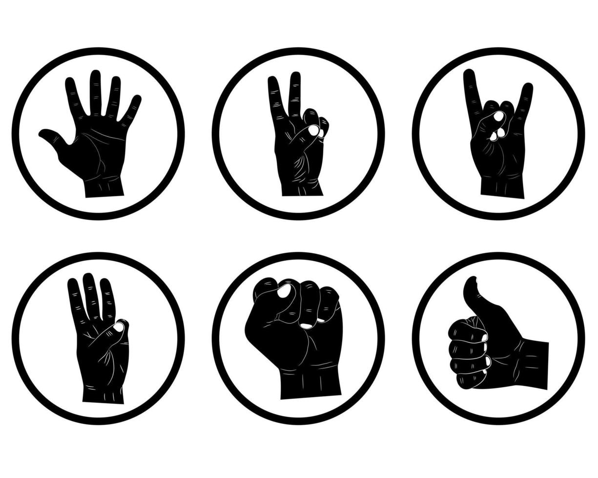 showing the the different the hand gestures in circles vector