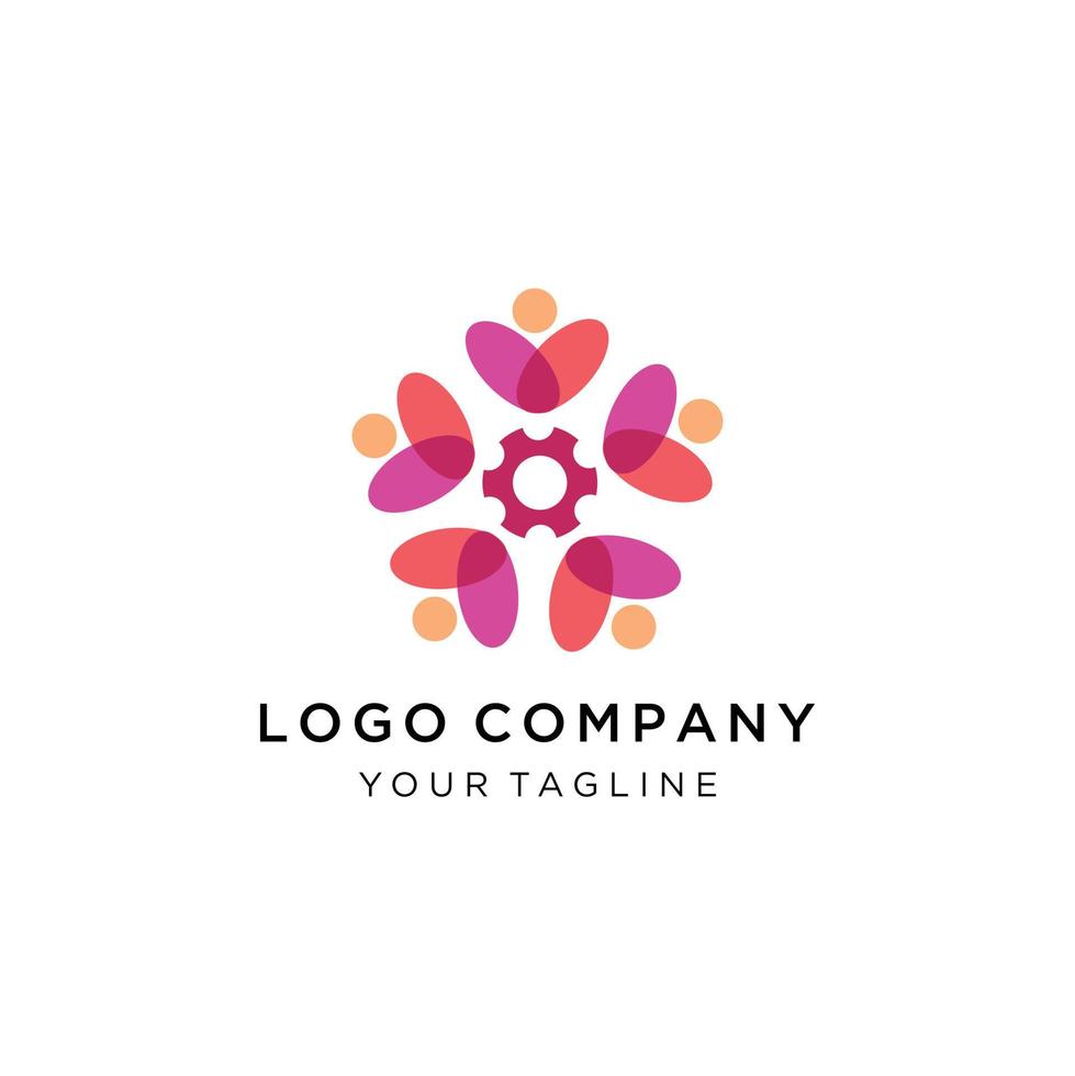 colorful people group logo template vector