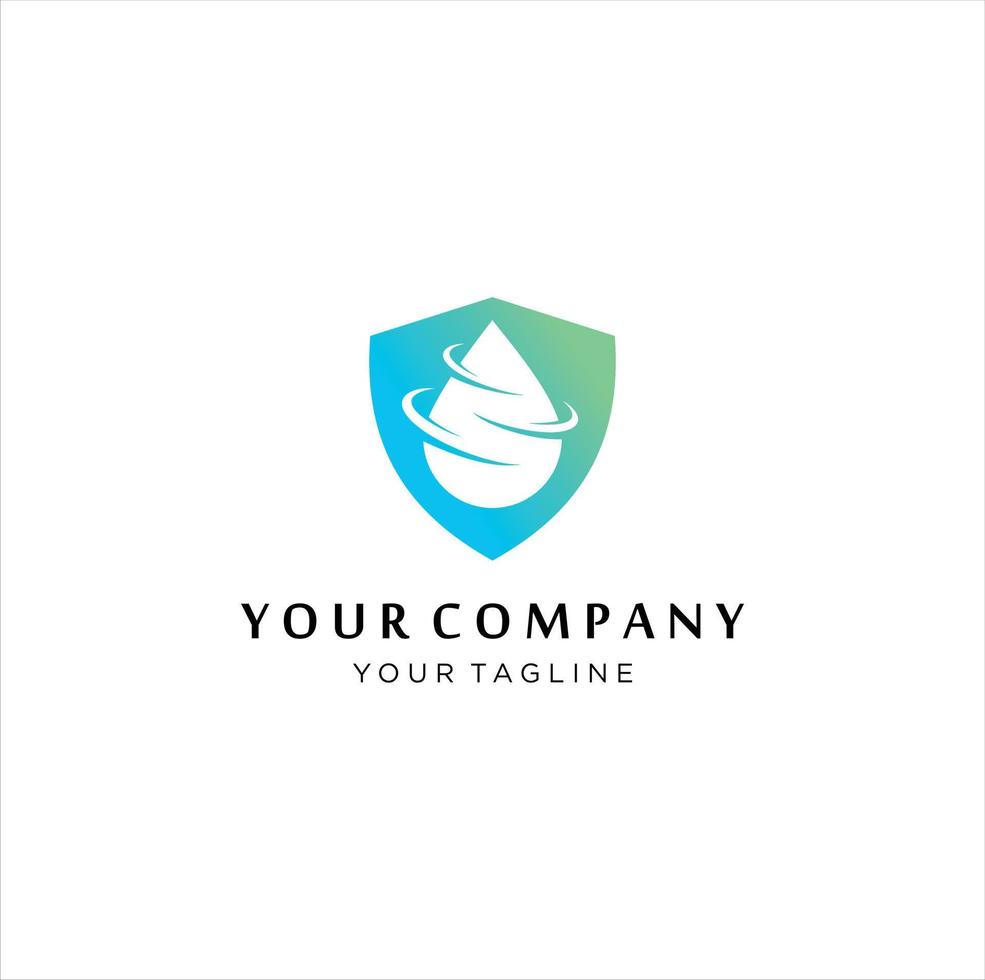 Shield logo accompanied drops of water vector