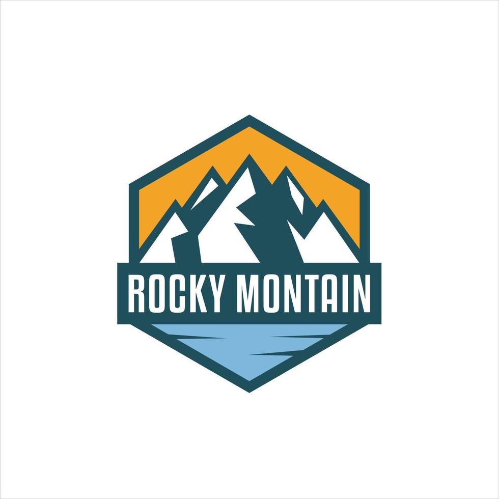 Mountain labels. Hiking emblems, mountains emblem badges and outdoors hill travel label. vector