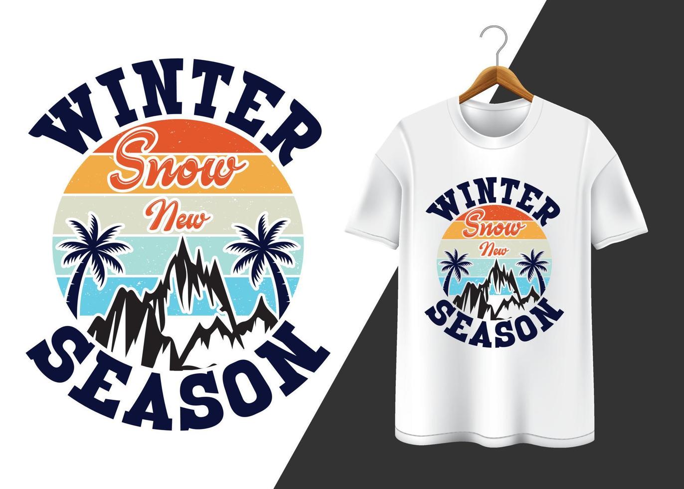 invierno nieve ahora temporada diseño de camiseta vector