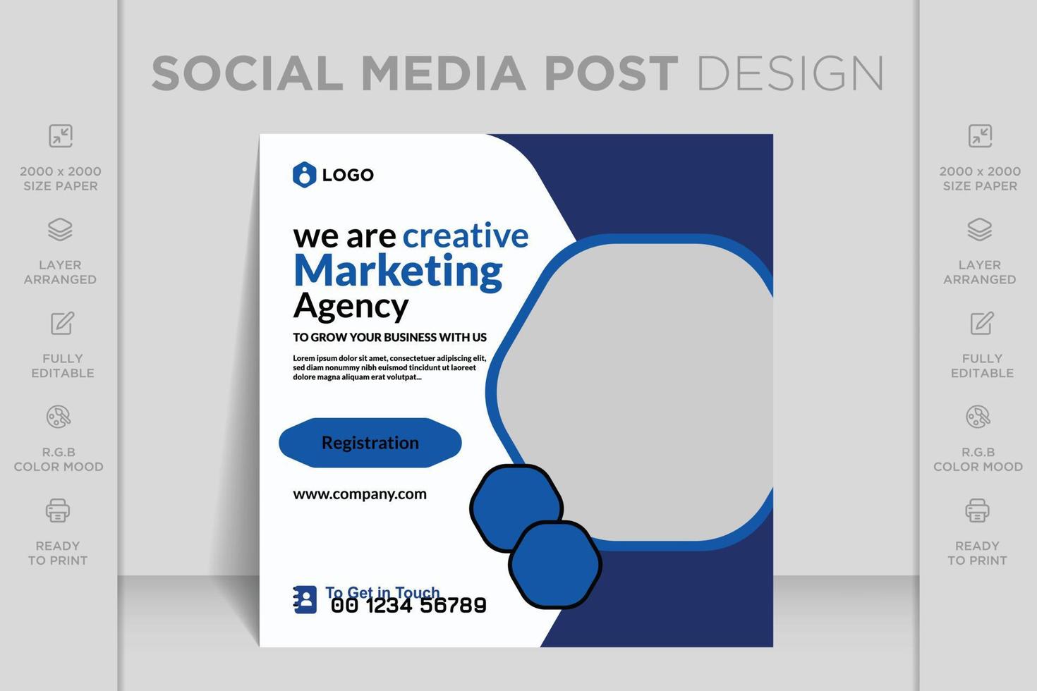 Digital marketing agency live webinar and corporate business social media post banner template vector