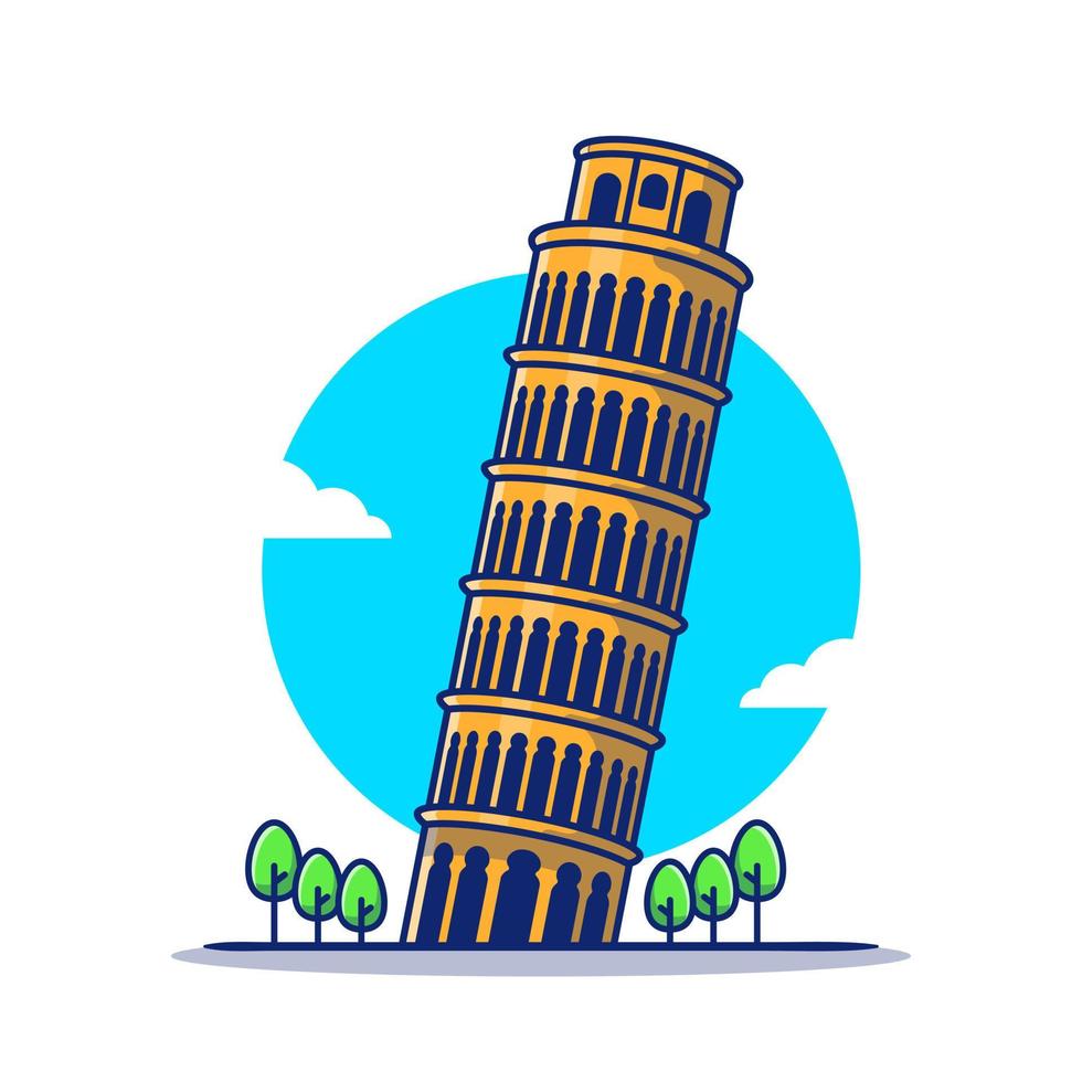 ilustración de icono de vector de dibujos animados de torre de pisa. edificio famoso concepto de icono de viaje aislado vector premium. estilo de dibujos animados plana