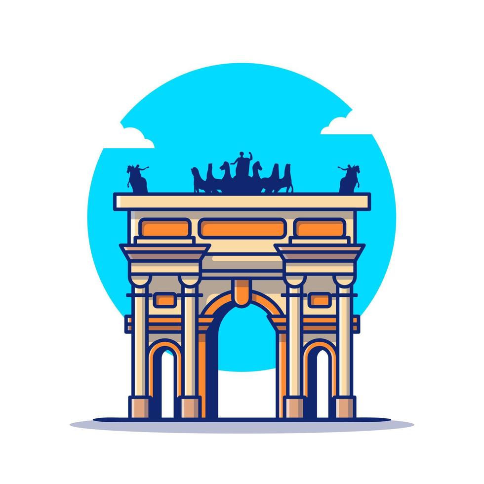 Arco Della Pace Cartoon Vector Icon Illustration. Famous Building Traveling Icon Concept Isolated Premium Vector. Flat Cartoon Style