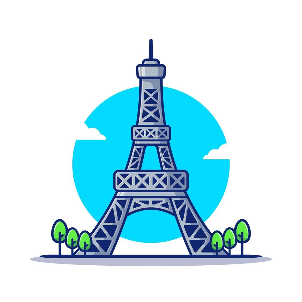 ilustración de icono de vector de dibujos animados de torre eiffel. edificio famoso concepto de icono de viaje aislado vector premium. estilo de dibujos animados plana