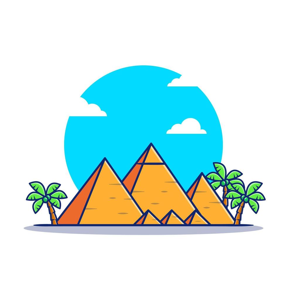 Pyramid Cartoon Vector Icon Illustration. Famous Building Traveling Icon Concept Isolated Premium Vector. Flat Cartoon Style