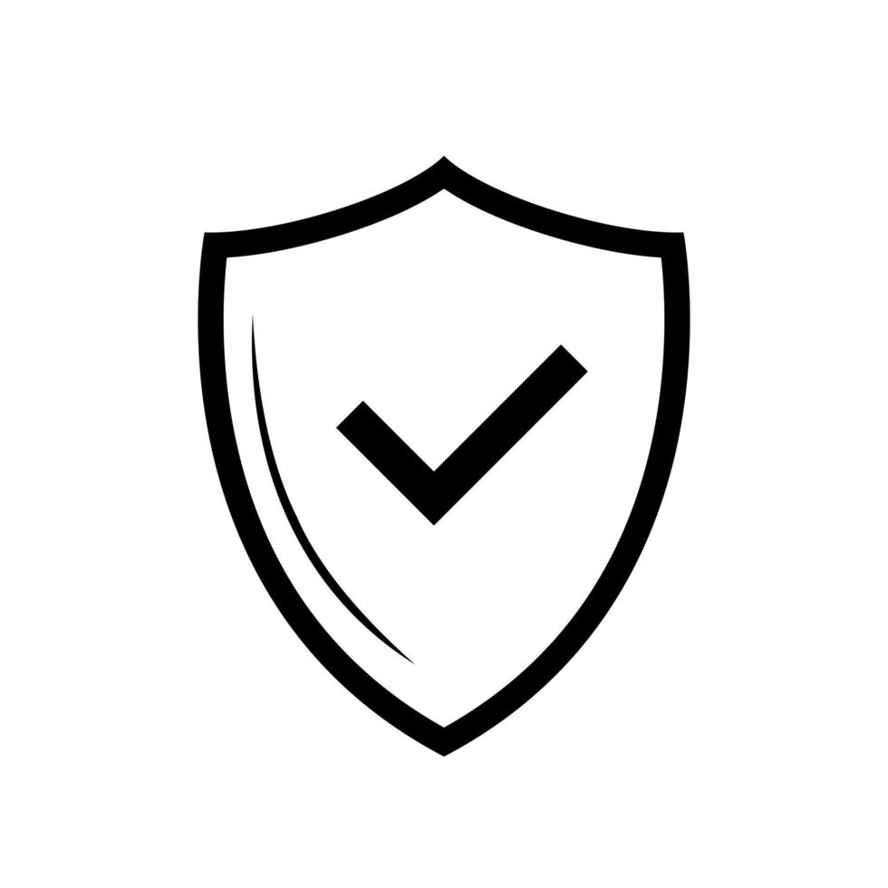 Insurance icon vector. Checkmark sign symbol isolated on shield line vector