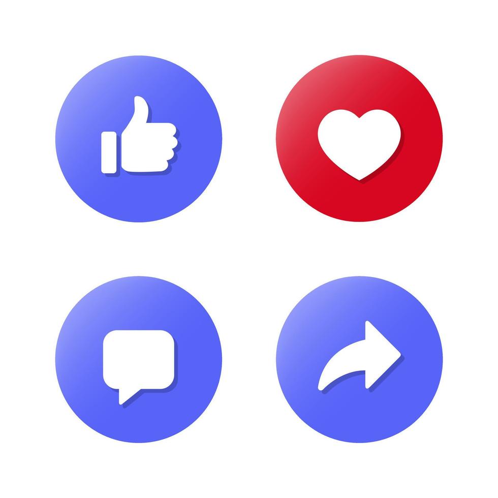 Like, love, comment, and share icon vector. Social media elements vector
