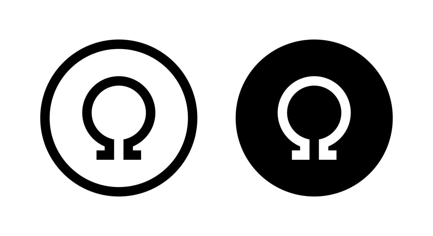 Omega science icon sign symbol isolated on circle background vector