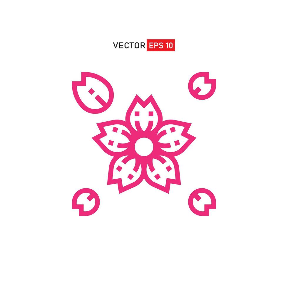 Cherry blossom icon or sakura flower icon simple flat design isolated in white background vector