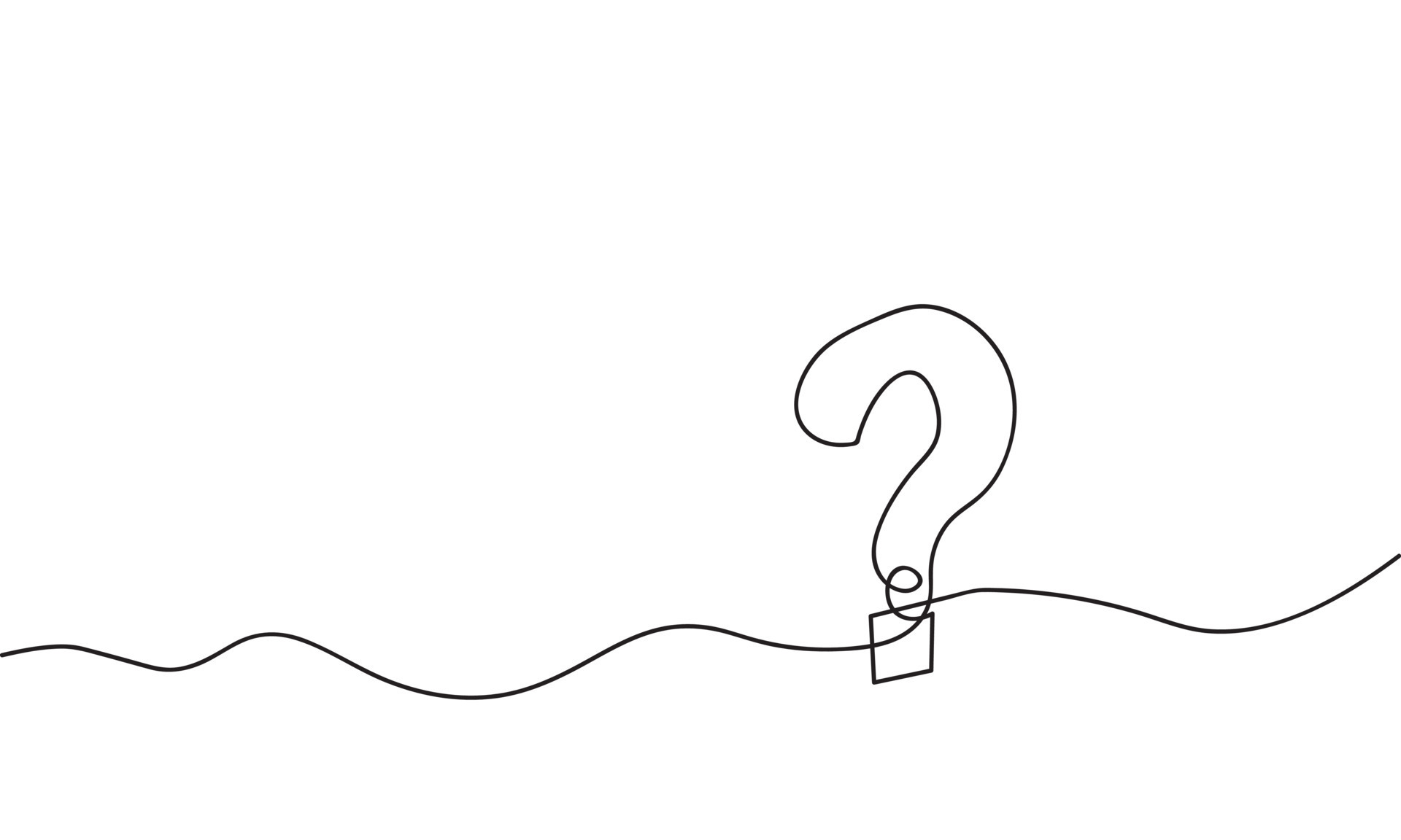 one line continuous hand drawn question mark in white background simple ...