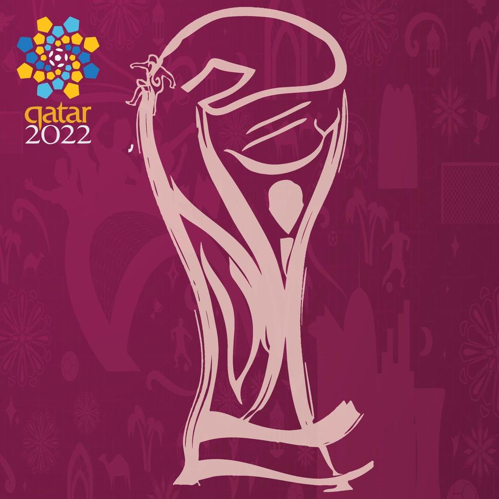 Ilustración de vector de diseño gráfico de pelota de fútbol. gradiente de fondo elegante copa qatar