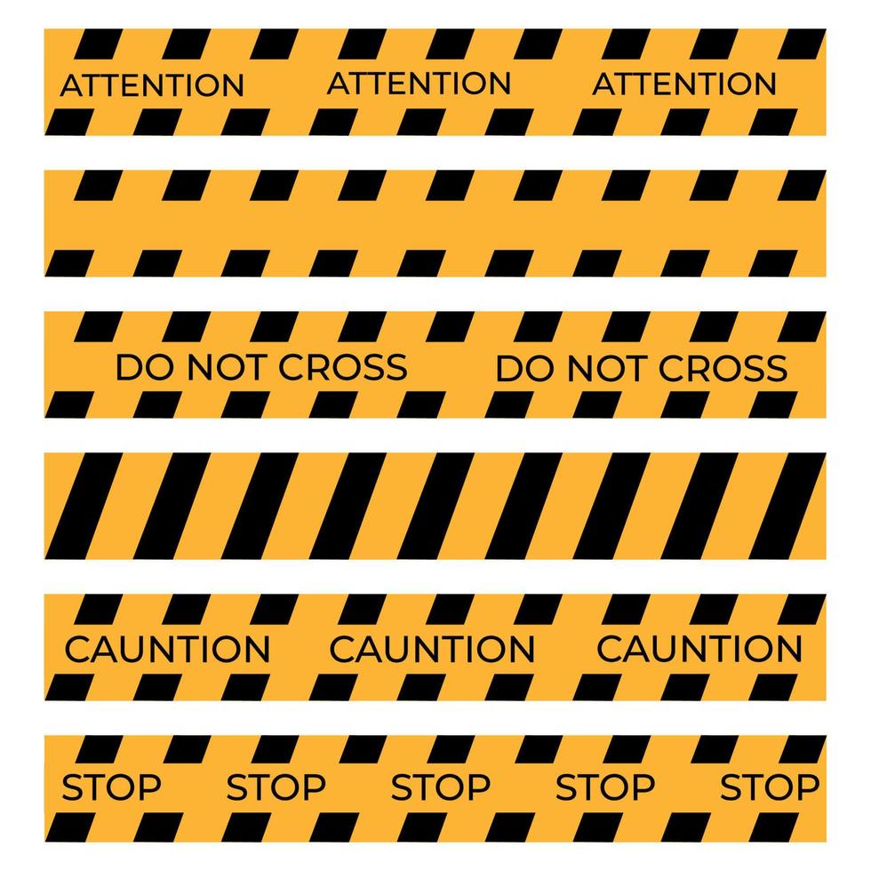 Warning tapes set for construction and crime. Vector illustaration.