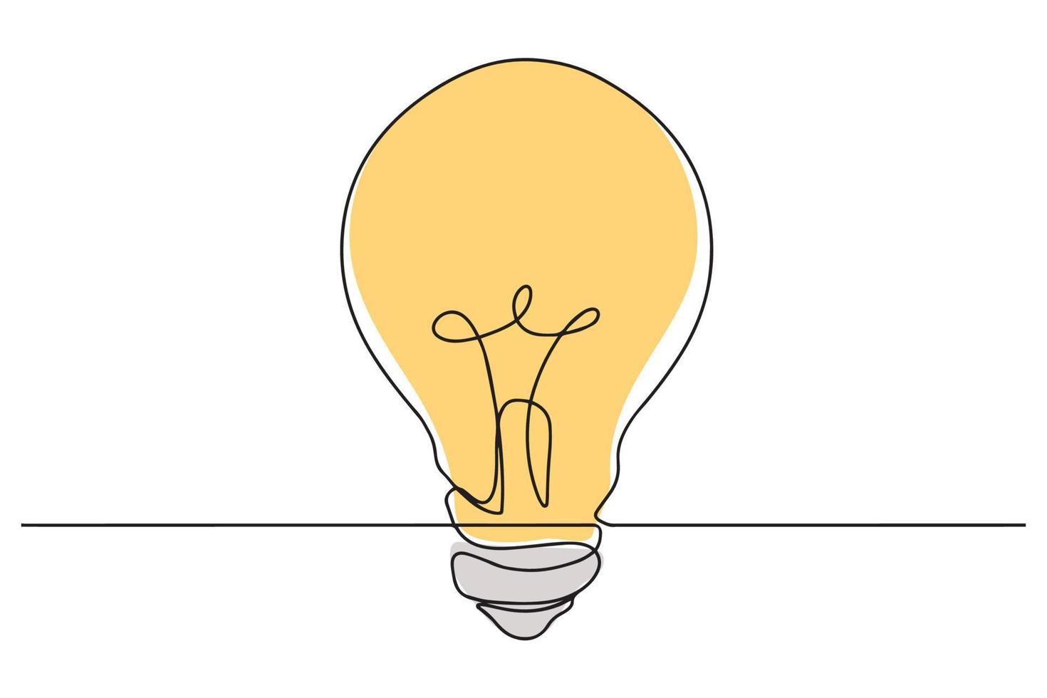 Light bulb linear icon Continuous line drawing. Fashion minimalist illustration. One line drawing. Vector illustration